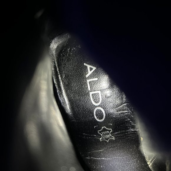 Vintage Aldo Black Leather Ankle Mid Calf High Heeled Booties Size 36 - Picture 7 of 7